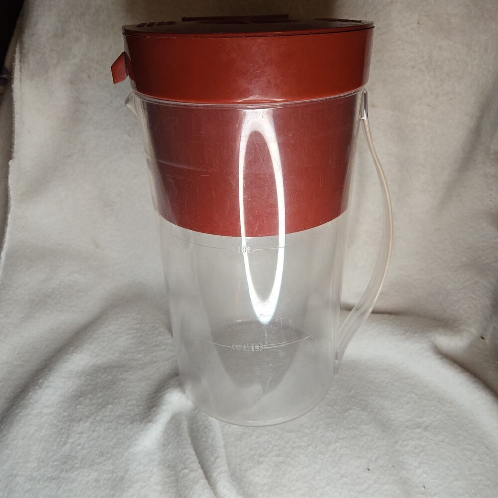 Replacement Pitcher ONLY Mr. Coffee Iced Tea 2 Quart Frosted TM1 Dark Red Lid